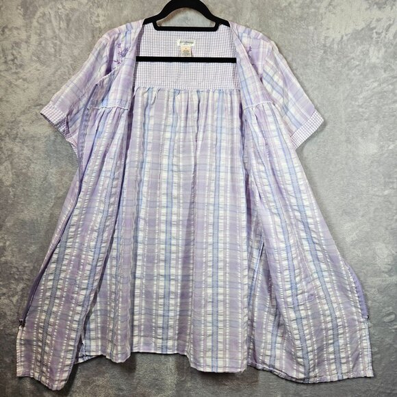 Croft & Barrow Robe night gown Womens XL Zip Pockets crinkle embroidered granny - Picture 3 of 15